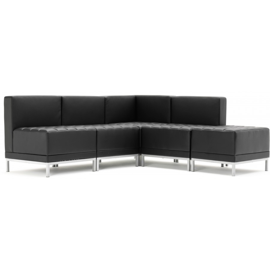 Infinity Modular Black Leather Sofa